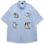 Dog Graphic Oversized Shirt — front view