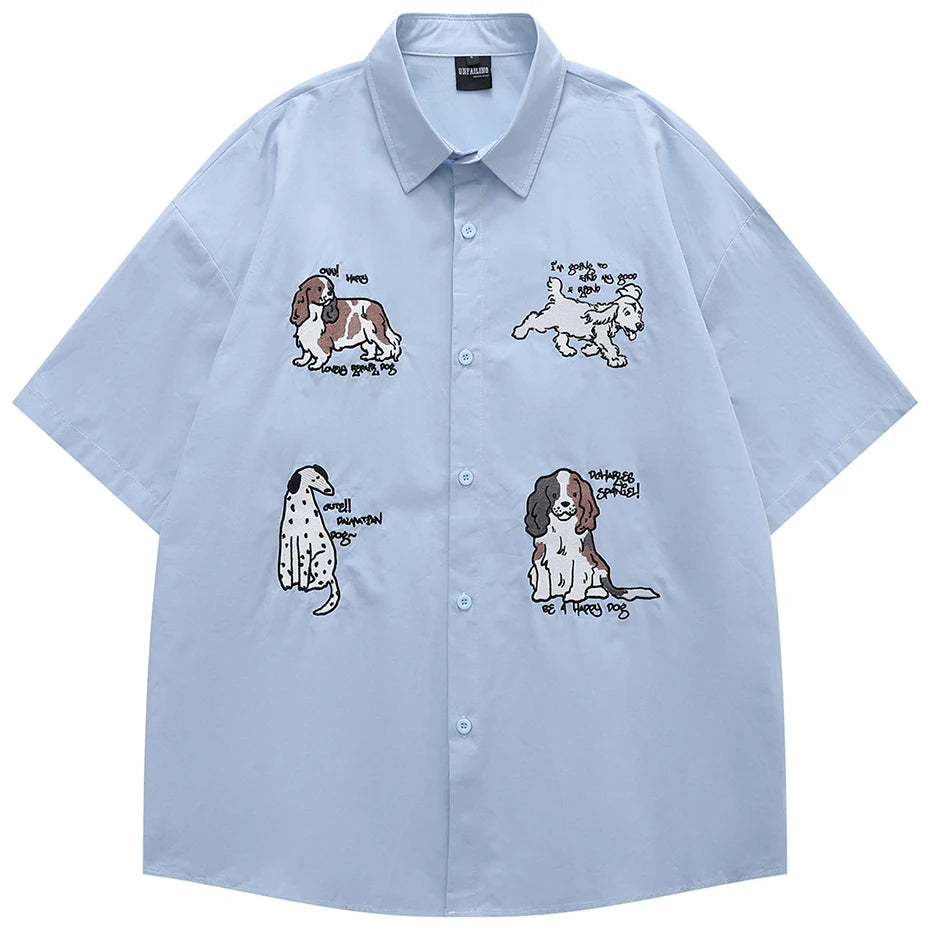 Dog Graphic Oversized Shirt — front view