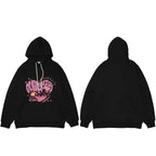 Heart Letter Print Fleece Hoodie — detail shot