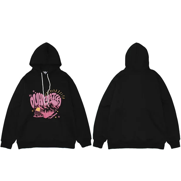 Heart Letter Print Fleece Hoodie — detail shot