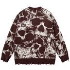 Y2K Vintage Skull Graphic Knit Oversized Sweater — detail shot