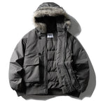 White Padded Fur Loose Puffer Jacket — detail shot