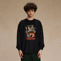 Black Cat Graphic Long Sleeve Tee — front view