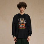Black Cat Graphic Long Sleeve Tee — front view