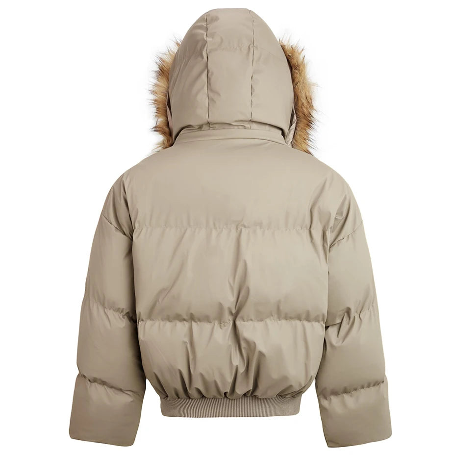 Padded Fur Oversized Puffer Jacket — detail shot