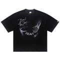 Black Vintage Graphic Oversized T-Shirt — fit shot