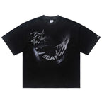 Black Vintage Graphic Oversized T-Shirt — fit shot