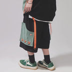 Y2K Patchwork Loose Cargo Shorts — detail shot