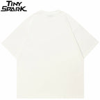 Y2K Beige Cats Cartoon Graphic T-Shirt — back view