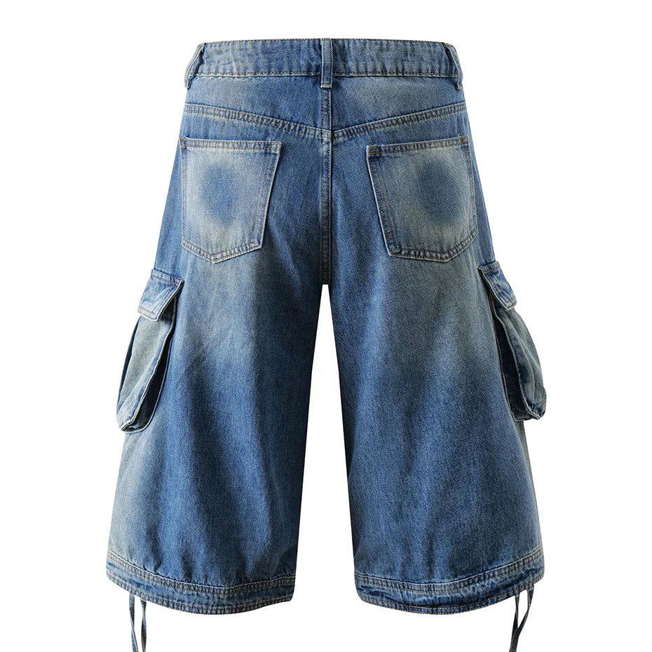 Vintage Car Denim Shorts — front view