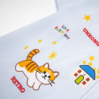 Cartoon Cat Graphic Loose Shirt — fit shot