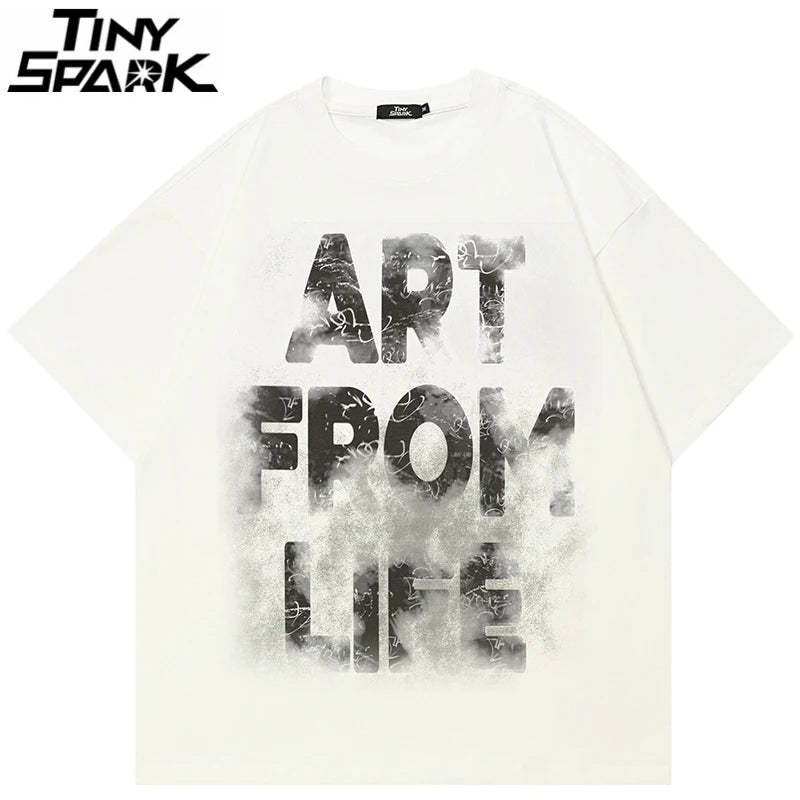 Vintage Beige Graffiti Graphic T-Shirt — front view