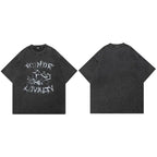 Boxing Retro Black Washed T-Shirt — fabric close-up
