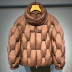 Black Padded Loose Puffer Jacket — front view