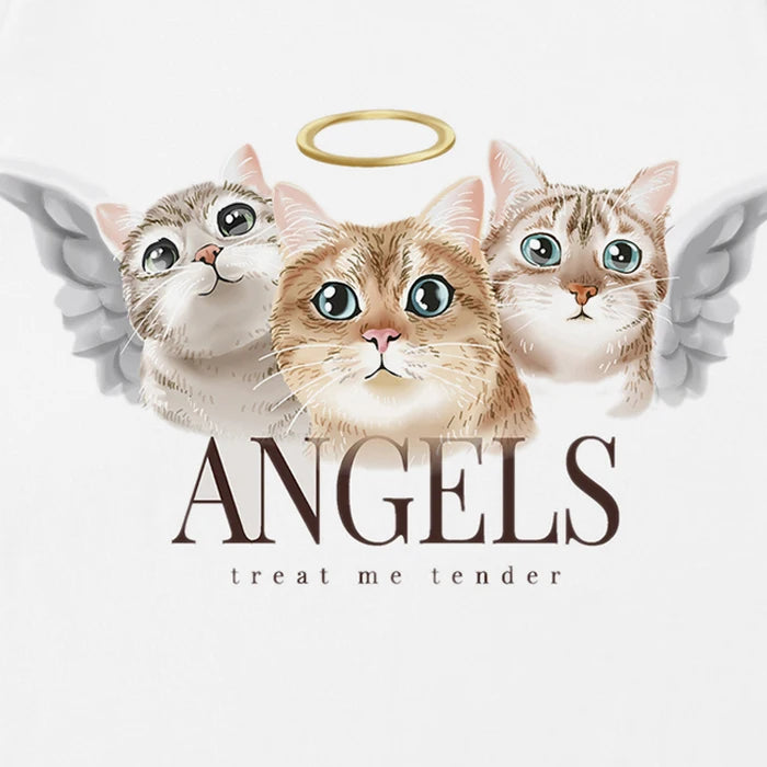 Beige Angel Cat Graphic T-Shirt — styling shot