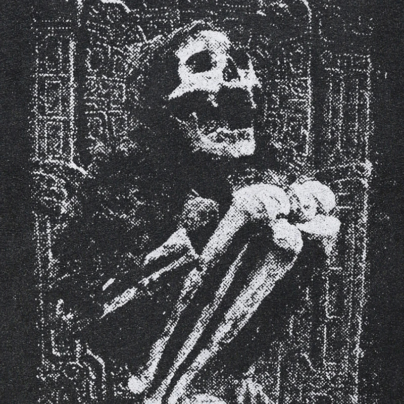 Retro Vintage Black Skull Graphic Oversized T-Shirt — front view