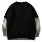 Black Cat Graphic Knit Oversized Sweater — front view