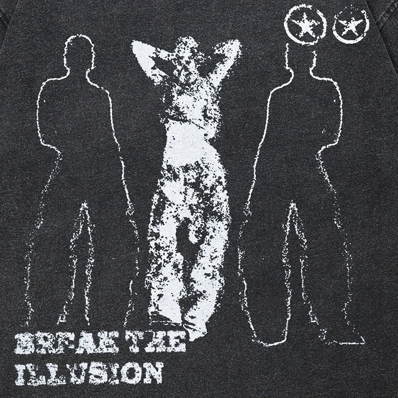 Aesthetic Vintage Black Shadow Washed T-Shirt — front view