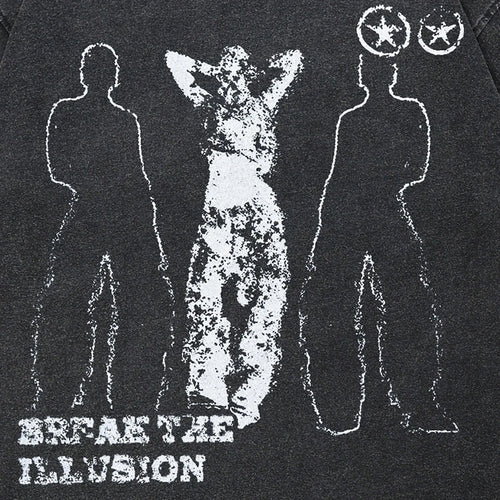 Aesthetic Vintage Black Shadow Washed T-Shirt — front view