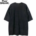 Retro Black Washed Loose T-Shirt — back view