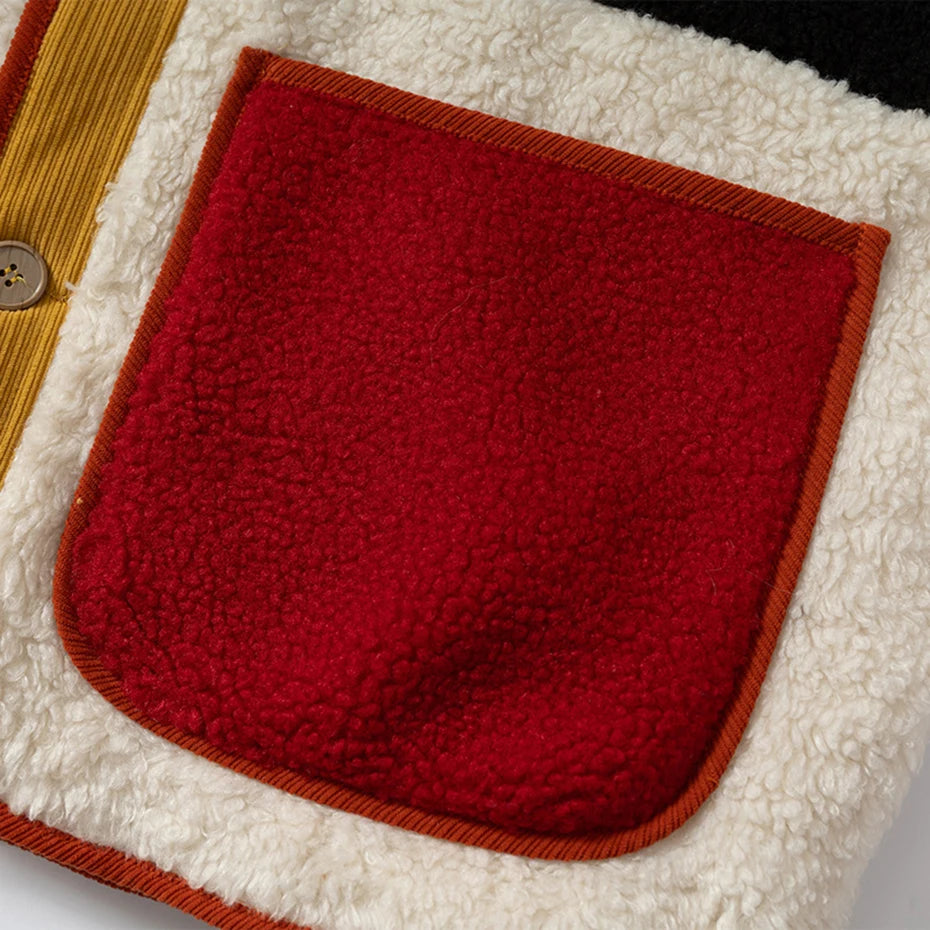 Color Block Oversized Puffer Jacket — fabric close-up