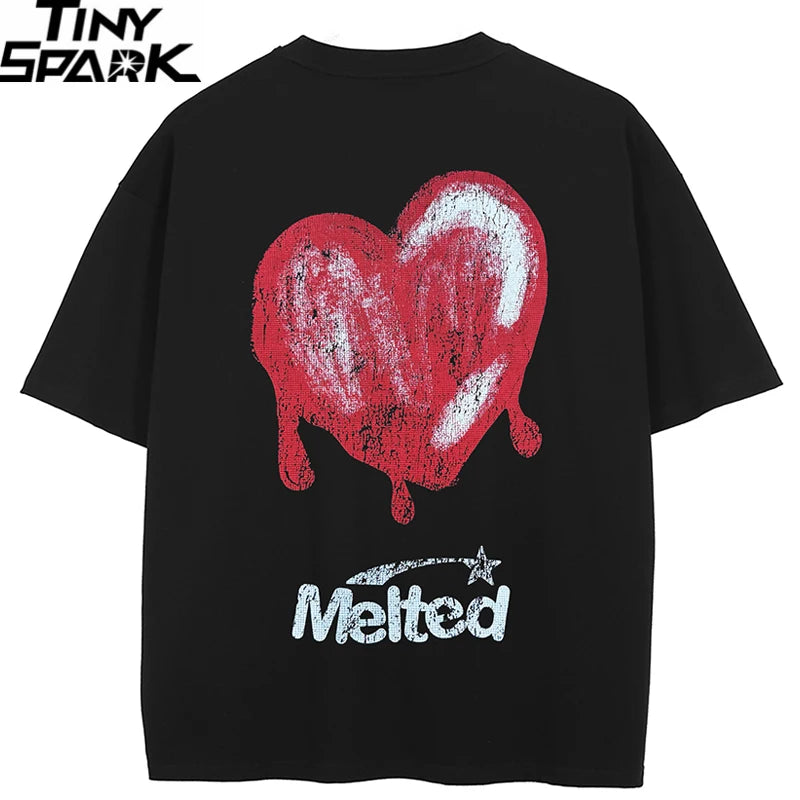 Black Heart Skeleton Faded T-Shirt — back view
