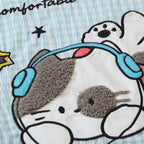 Embroidered Cat Graphic Loose Shirt — detail shot
