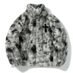 Vintage Cross Embroidered Fleece Oversized Coat — detail shot