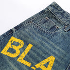 Car Vintage Loose Denim Shorts — back view