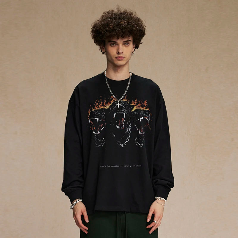 Black Dog Graphic Long Sleeve Tee — front view