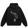 Cat Print Hoodie — fabric close-up