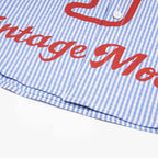 Vintage Dog Striped Graphic Loose Shirt — fit shot