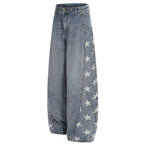 Vintage Star Graphic Denim Baggy Jeans — front view