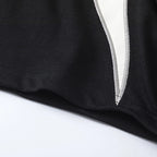 Black Spliced Graphic Oversized T-Shirt — fabric close-up