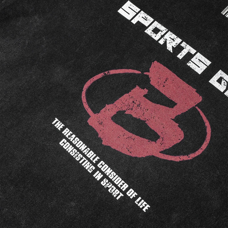 Letter Vintage Black Washed T-Shirt — back view