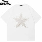 Y2K White Star Graphic T-Shirt — front view