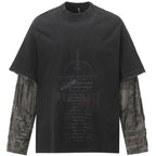 Vintage Camouflage Patchwork Long Sleeve Tee — styling shot