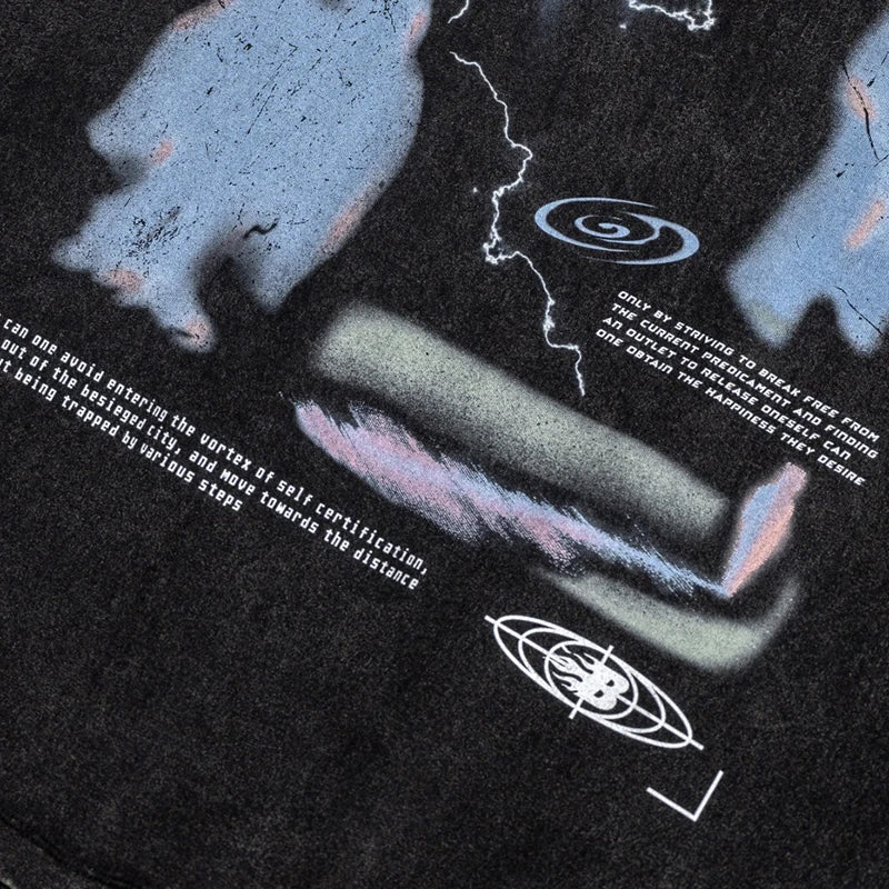 Graphic Vintage Black Washed T-Shirt — back view