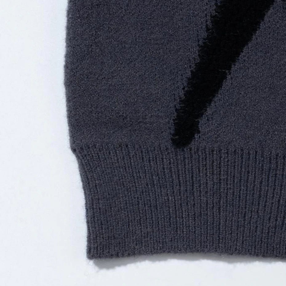 Y2K Graphic Knit Oversized Sweater — fabric close-up