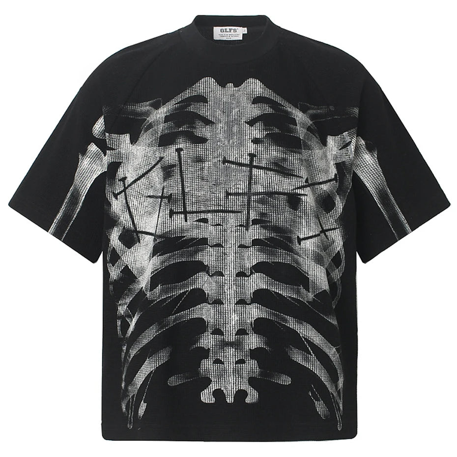 Y2K Skeleton Graphic Oversized T-Shirt — back view