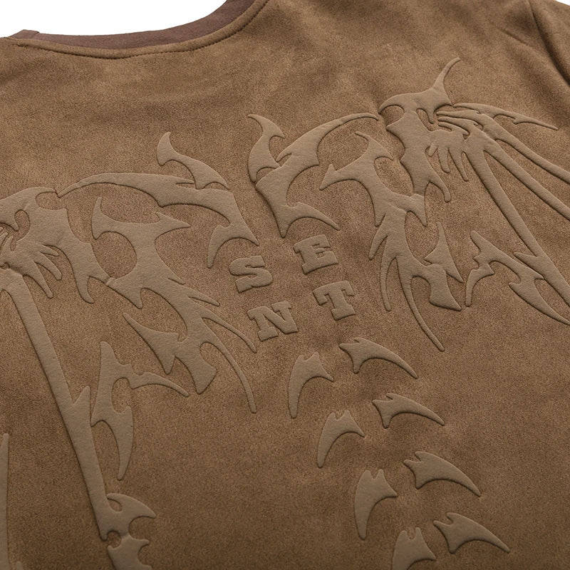 Devil Wings Graphic Suede T-Shirt — front view