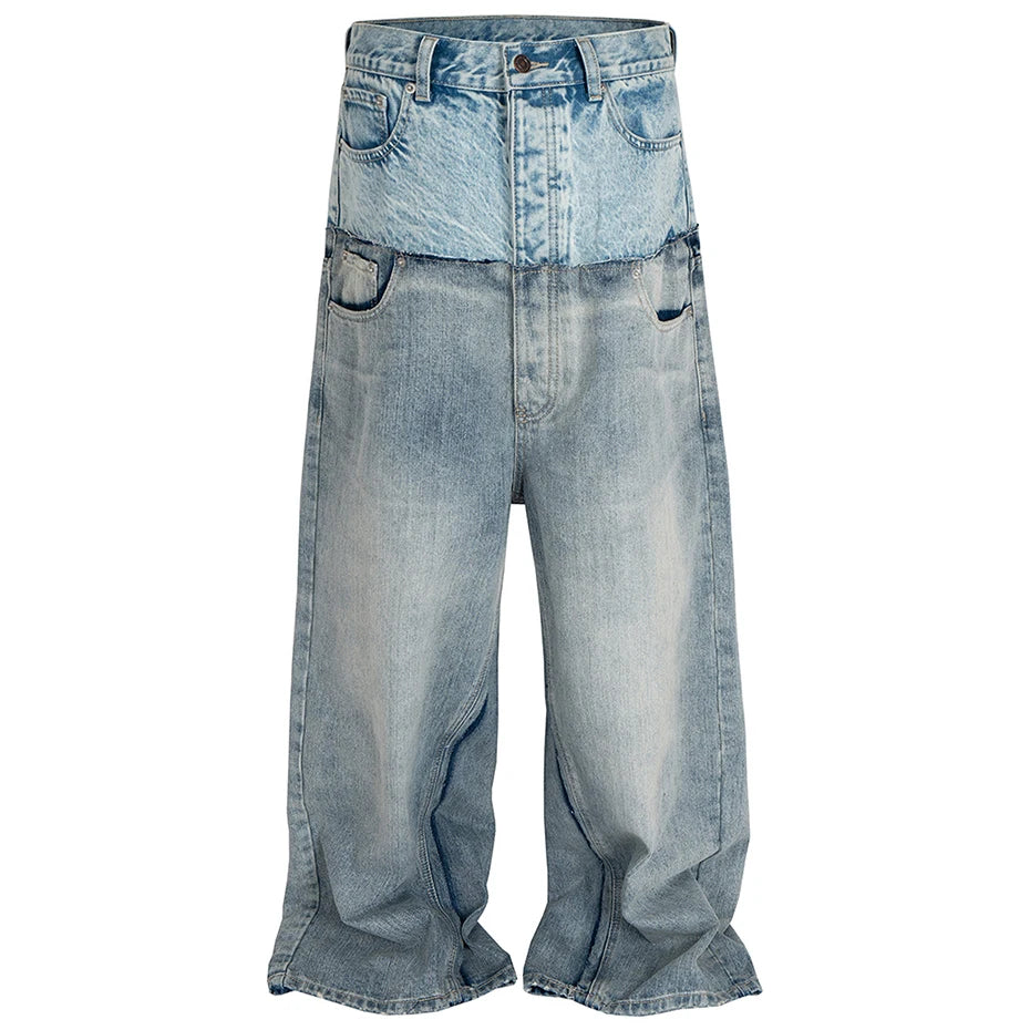 Double Vintage Blue Denim Baggy Jeans — styling shot
