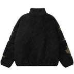Skull Skeleton Embroidered Fleece Coat — front view