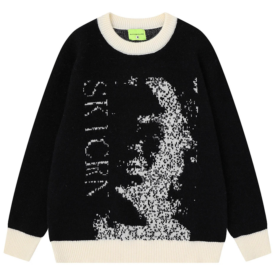 Y2K Vintage Knit Oversized Sweater — styling shot