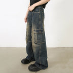 Vintage Blue Denim Baggy Jeans — front view