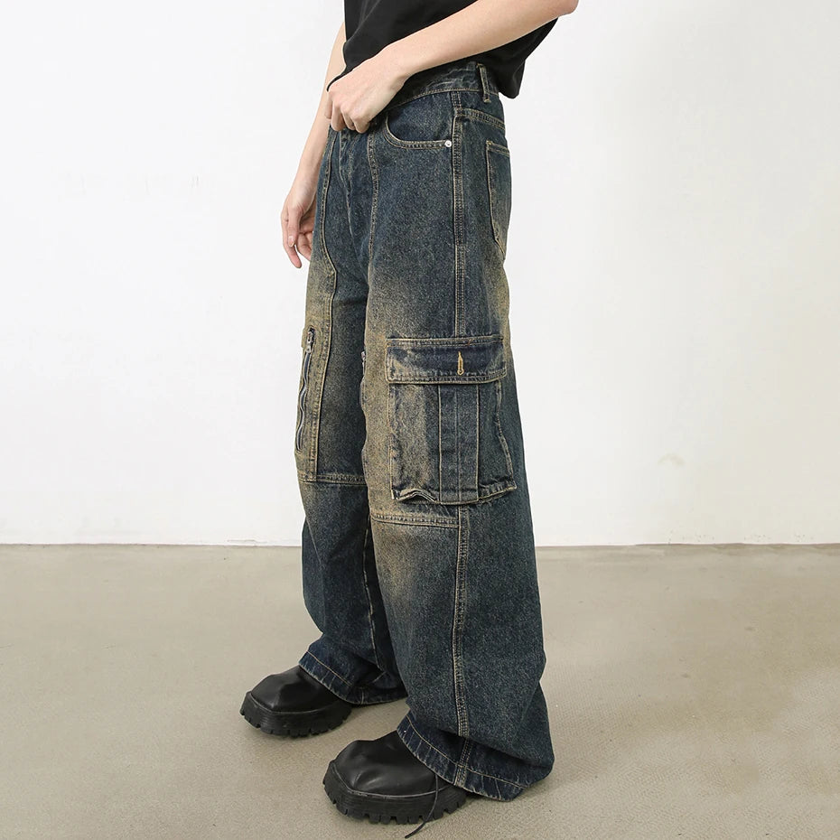 Vintage Blue Denim Baggy Jeans — front view