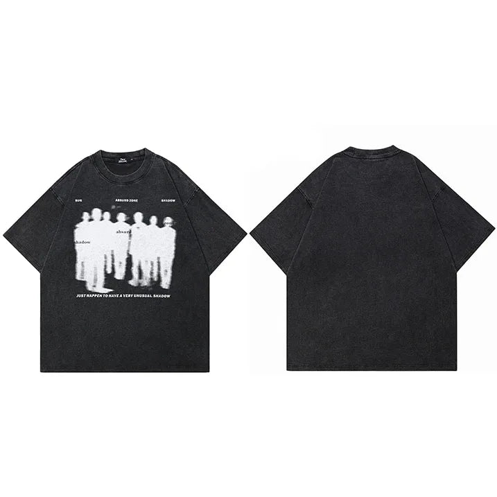 Retro Black Shadow Graphic Oversized T-Shirt — styling shot