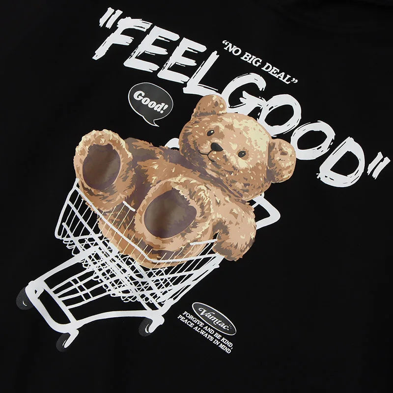 Bear Letter Print Hoodie — front view