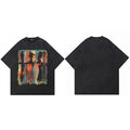 Vintage Black Shadow Graphic Oversized T-Shirt — fabric close-up