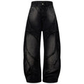 Tassel Vintage Patchwork Denim Baggy Jeans — back view